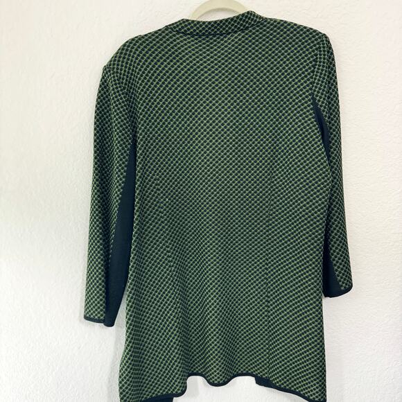 Ming Wang Womens Long Cardigan Knit Sweater Size XL Green Black - Picture 3 of 8